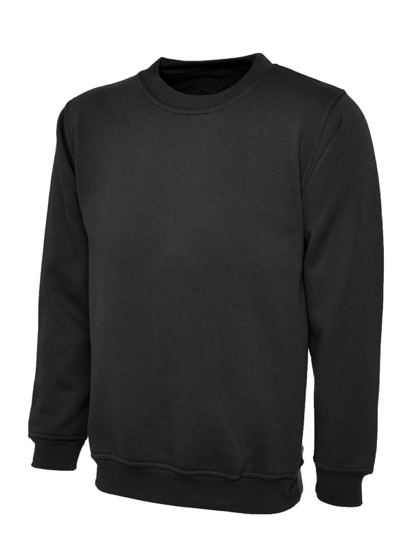 Heavy Blend Solid Pattern Set-in Full Sleeve Crew Neck Black Sweatshirt