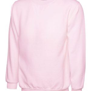Heavy Blend Solid Pattern Set-in Full Sleeve Crew Neck Pink Sweatshirt
