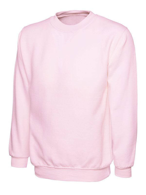 Heavy Blend Solid Pattern Set-in Full Sleeve Crew Neck Pink Sweatshirt