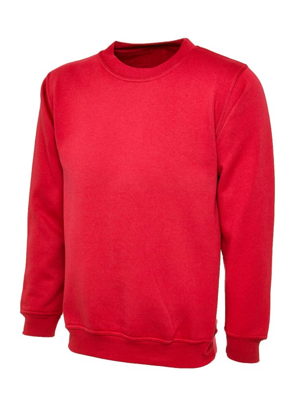 Heavy Blend Solid Pattern Set-in Full Sleeve Crew Neck Red Sweatshirt