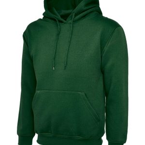 Plain Bottle Green Hooded Sweatshirt Jumper Pullover Double Fabric Soft Ribbed