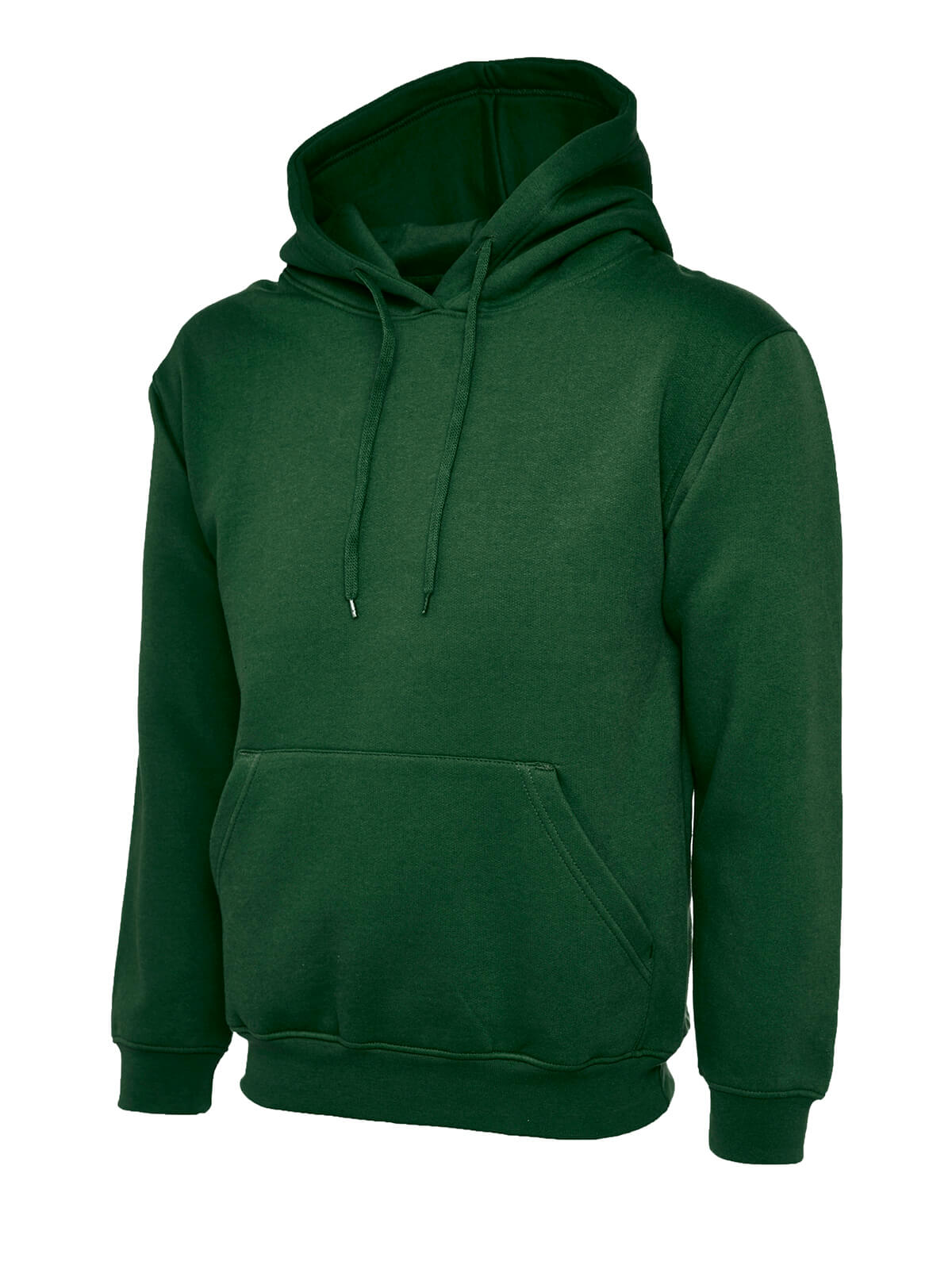 Plain Bottle Green Hooded Sweatshirt Jumper Pullover Double Fabric Soft Ribbed