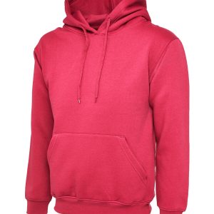 Plain Hot Pink Hooded Sweatshirt Jumper Pullover Double Fabric Soft Ribbed