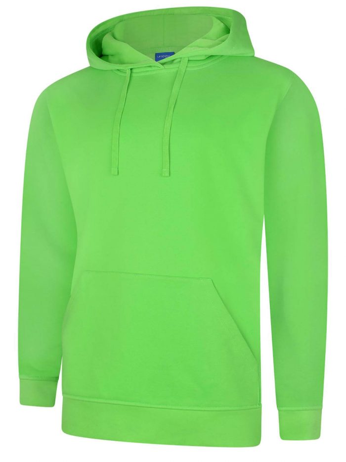 Plain Lime Hooded Sweatshirt Jumper Pullover Double Fabric Soft Ribbed ...
