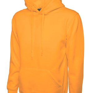 Plain Orange Hooded Sweatshirt Jumper Pullover Double Fabric Soft Ribbed