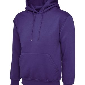 Plain Purple Hooded Sweatshirt Jumper Pullover Double Fabric Soft Ribbed