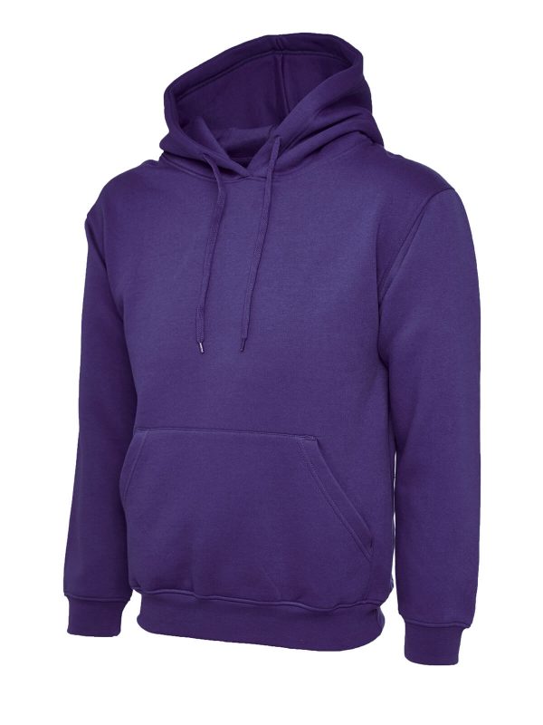 Plain Purple Hooded Sweatshirt Jumper Pullover Double Fabric Soft Ribbed