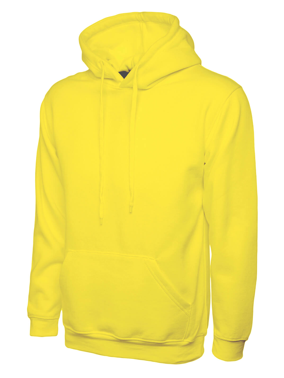 Plain Yellow Hooded Sweatshirt Jumper Pullover Double Fabric Soft Ribbed