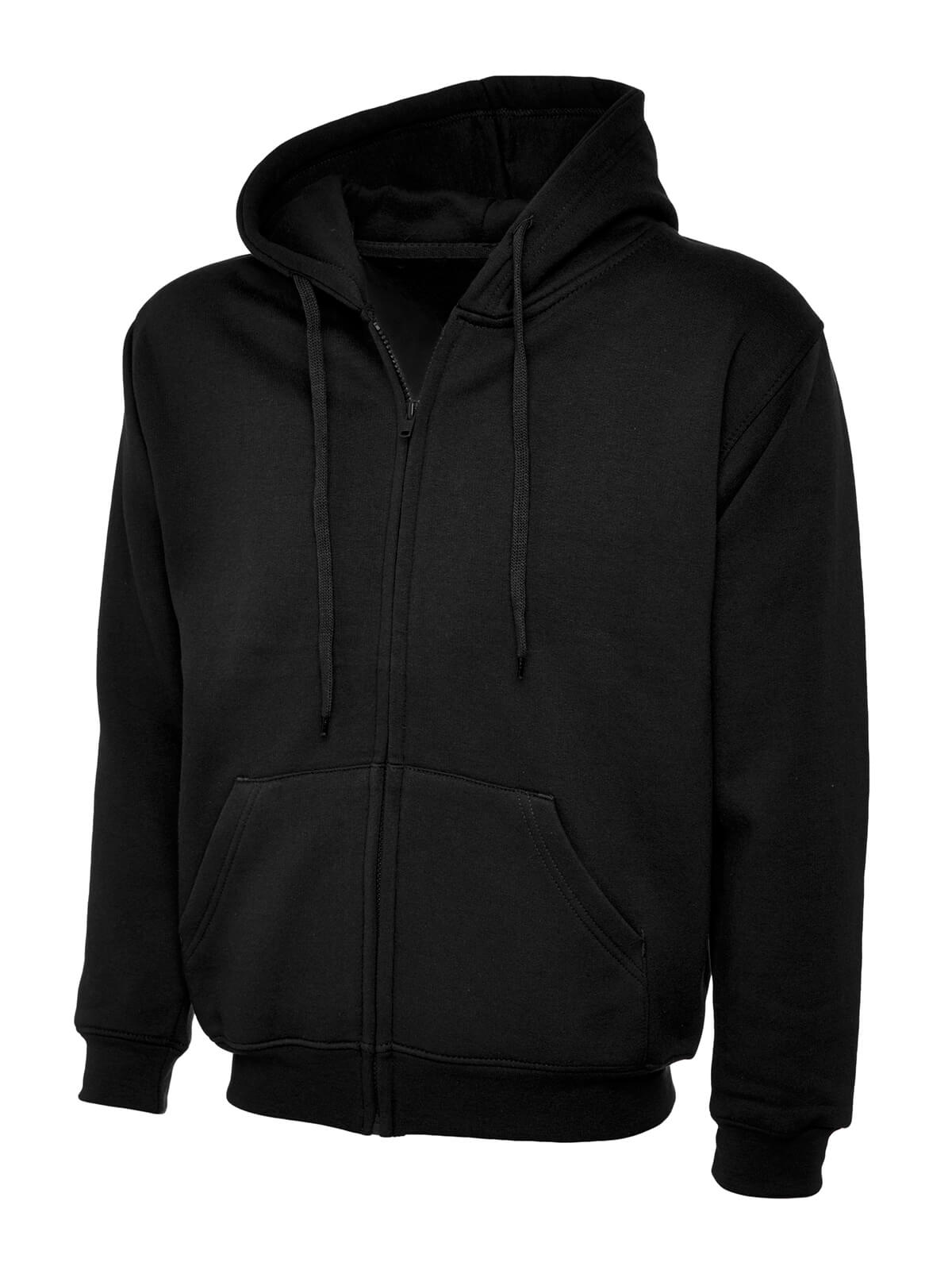 Plain Black Hooded Sweatshirt Zipper Jumper Double Fabric Soft Ribbed