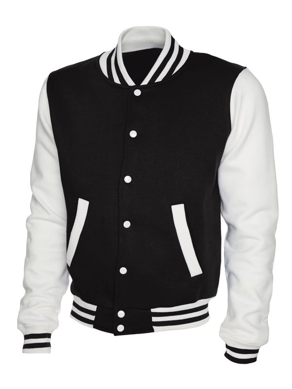 Long Sleeve Black & White College Letterman Varsity Jacket Baseball Coat