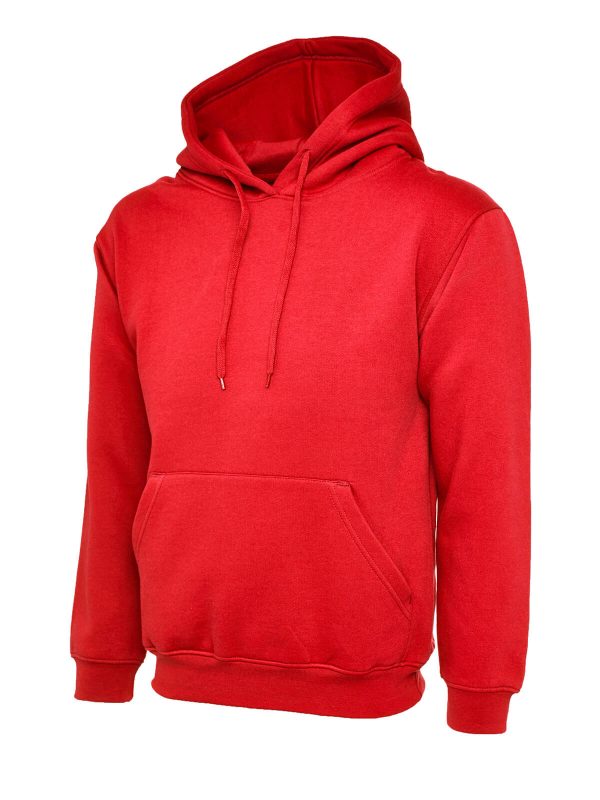 Plain Red Hooded Sweatshirt Jumper Pullover Double Fabric Soft Ribbed